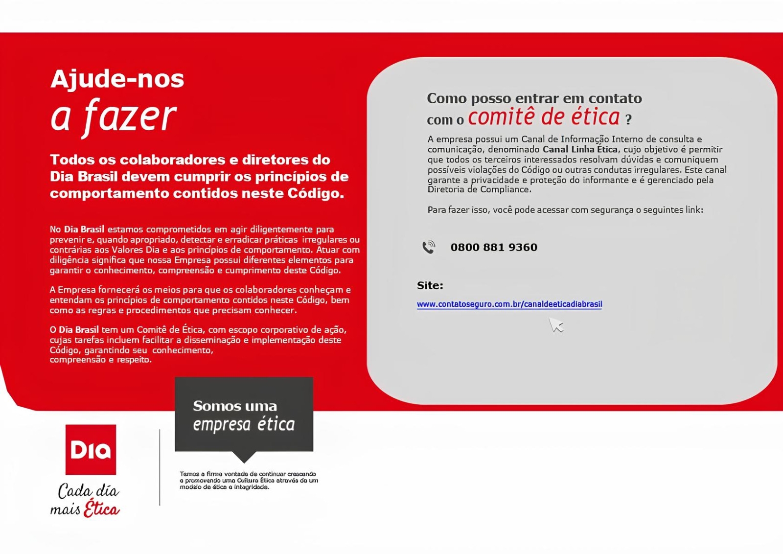 Imagem com as informações do Código de Ética